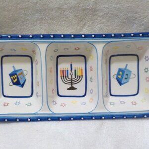 Chanukah 3 Section Ceramic Dish Beautiful!